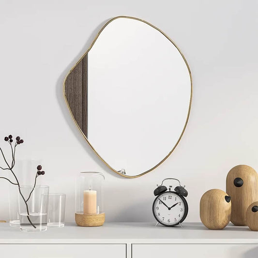 Golden Wall Mirror – Elegant Decorative Mirror for Home & Living Room