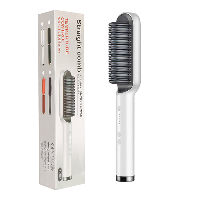 2-in-1 Hair Straightener & Curling Brush (Negative Ion)