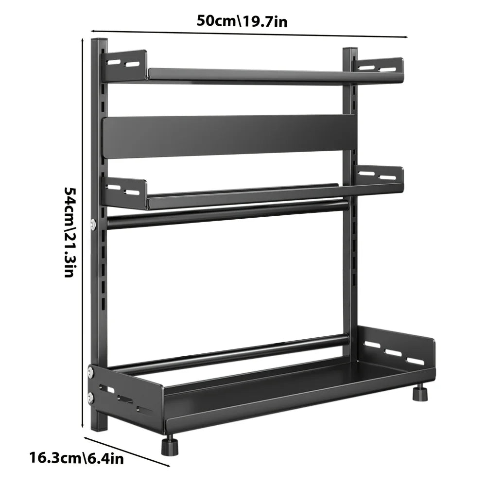 1-Pack carbon steel Kitchen shelf 3 levels-Compact Storage for work top, pantry or closet stand