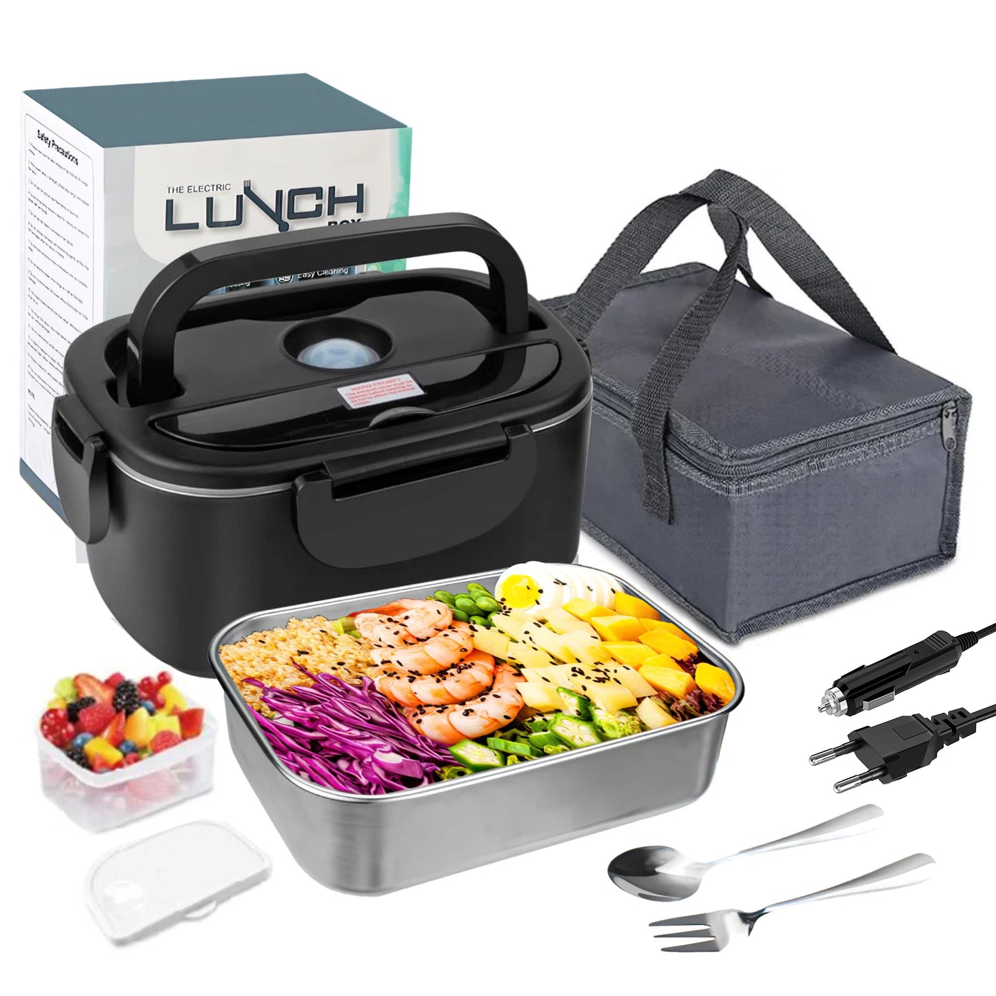 Electric Heating Lunch Box 1.5L–2.5L – Portable Stainless Steel Food Warmer 12V/220V for Car & Home