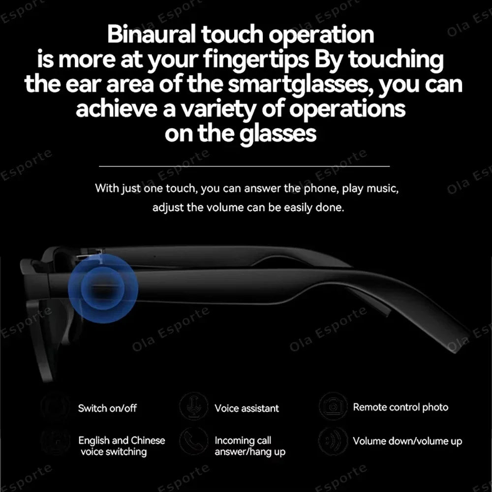 Lenovo 8K AI Smart Camera Glasses Remote Control Touch Photo Recording Translator Voice Assistant Wireless Bluetooth5.3 Sunglass