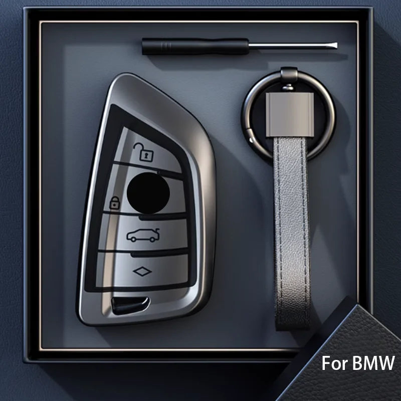 Titanium Gray Smart Car Key Case Cover for BMW