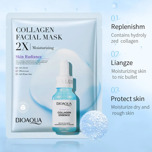BIOAQUA Centella Collagen Face Mask (20pcs) – Hydrating & Refreshing Sheet Masks with Hyaluronic Acid