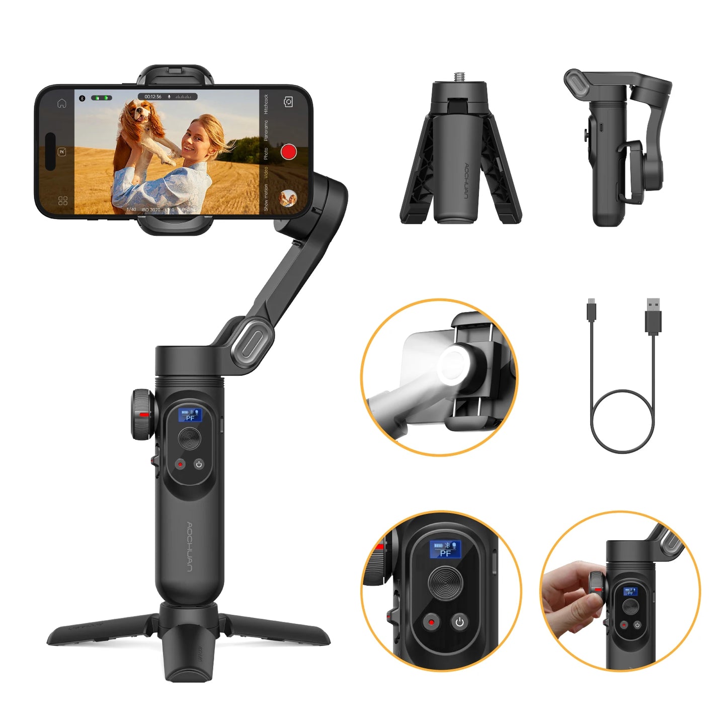 Pro 3-Axis Gimbal Stabilizer for iPhone & Android