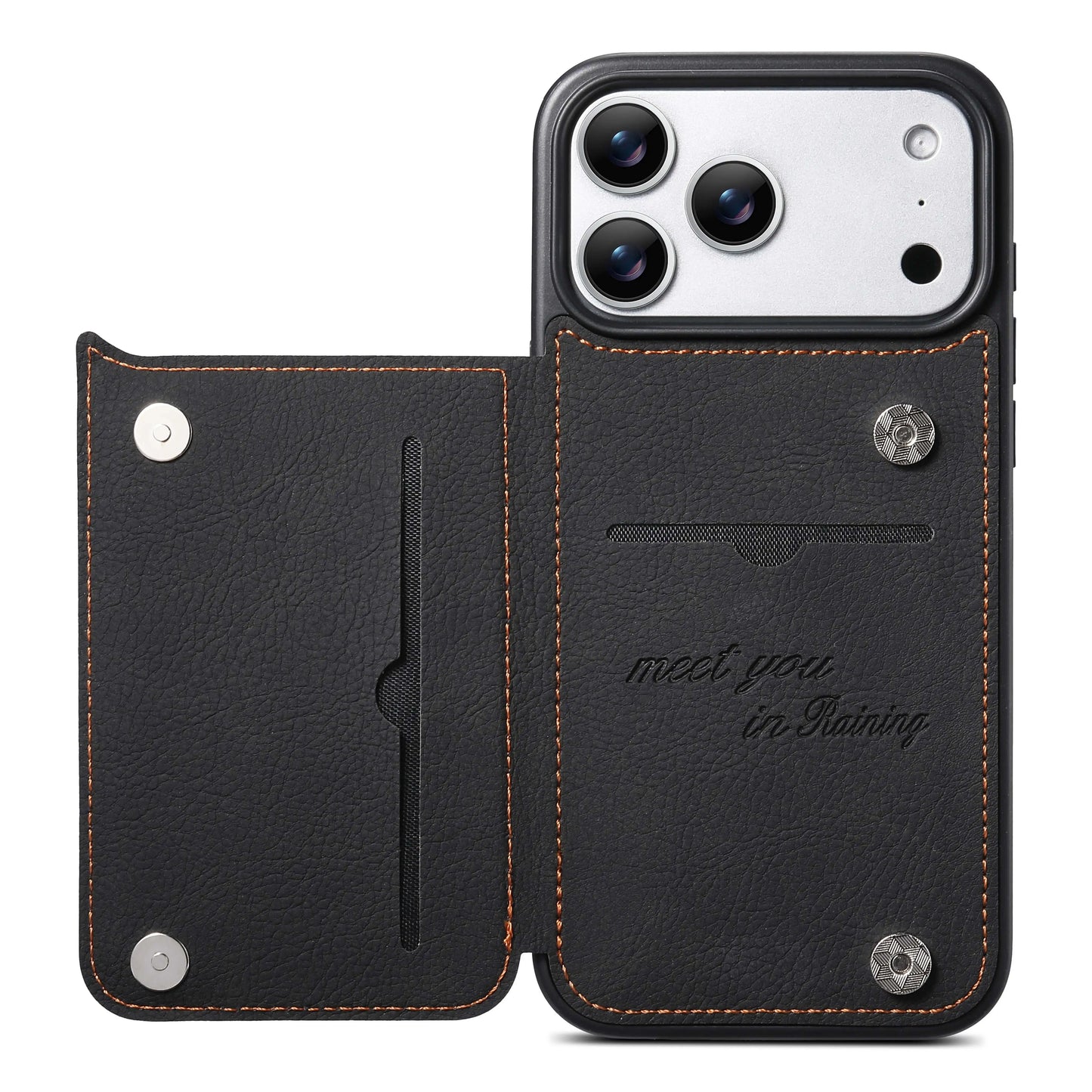 Luxury Leather Wallet Phone Case With Card Slots Stand For iPhone 17 16 15 14 13 Pro Max 16e Brown Shockproof Bumper Cover