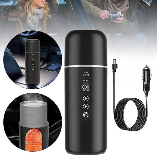Portable Car Heating Cup 500ML – Smart Electric Travel Kettle with OLED Display