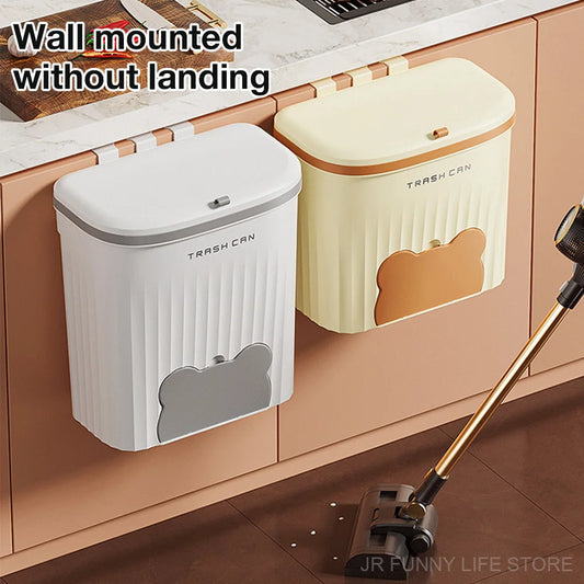 Wall Mounted Trash Can with Lid – 8.5/12L Kitchen & Bathroom Cabinet Bin