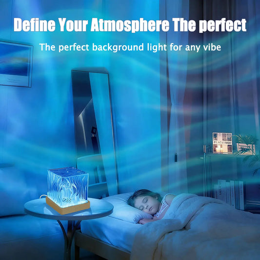 Ocean Wave Aurora Projector – 16 Colors, Remote Control, Auto Rotating Night Light