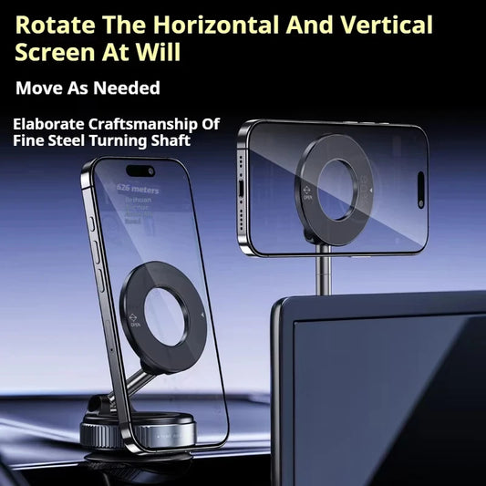 MagSafe Car Phone Holder – Magnetic Suction Cup Mount with 360° Rotation & Foldable Design