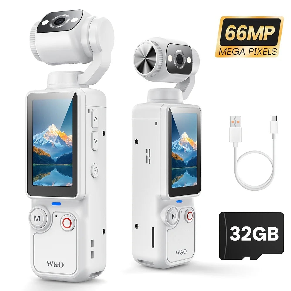 4K HD Rotating Vlogging Camera – 180° Flip, USB Rechargeable