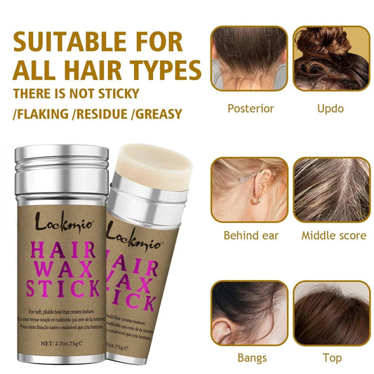 LOCKMIO Hair Wax Stick – Anti-Frizz Styling Wax for Flyaways & Wigs (Long-Lasting Hold)