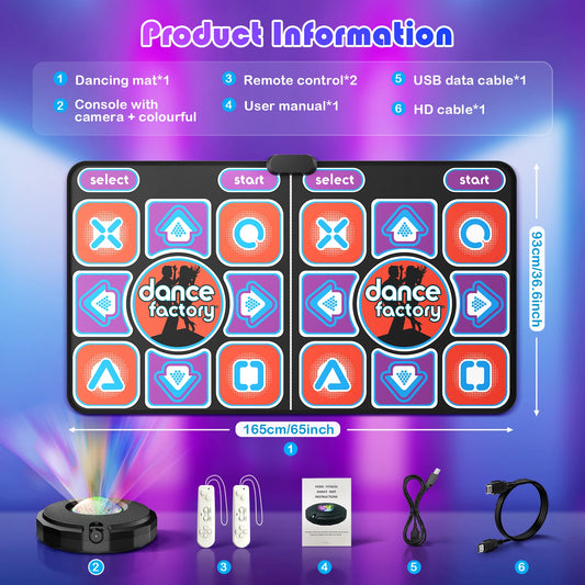 Double Dance Mat for TV – 2 Player Music Game Mat with Controllers