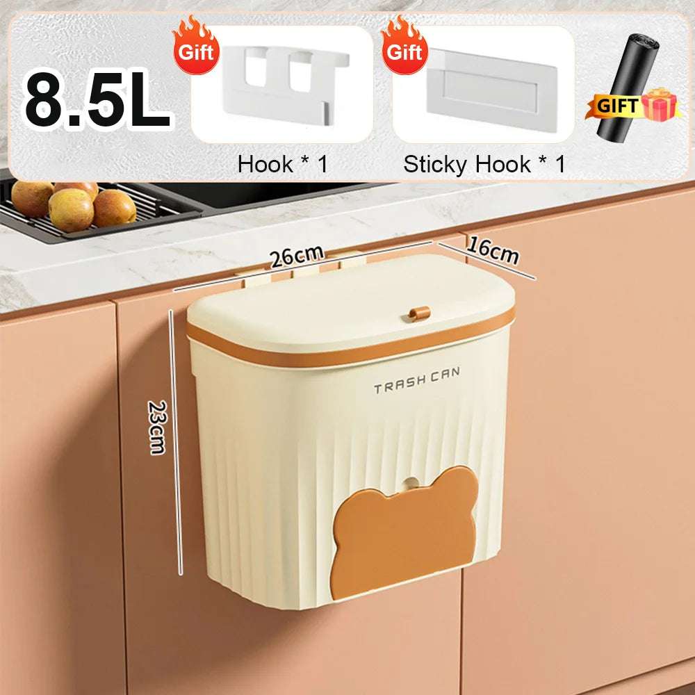 Wall Mounted Trash Can with Lid โ 8.5/12L Kitchen & Bathroom Cabinet Bin