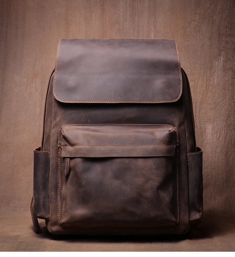 LUOKIR Genuine Leather Vintage Laptop Backpack