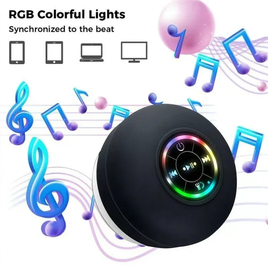 Suction Cup Wireless Bluetooth Speaker Waterproof Shower Speaker with LED Light USB Charging For Bathroom Travel Home