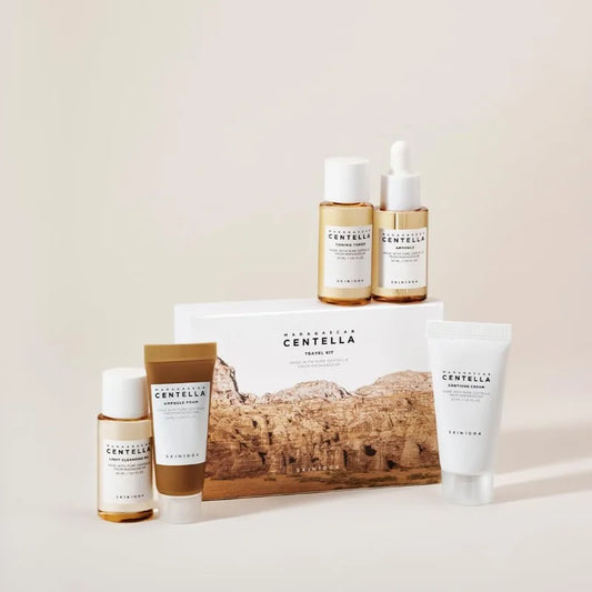 🌿 SKIN1004 Madagascar Centella Travel Kit – Mini 5pcs Skincare Set (Toner, Ampoule, Cream & Cleanser)