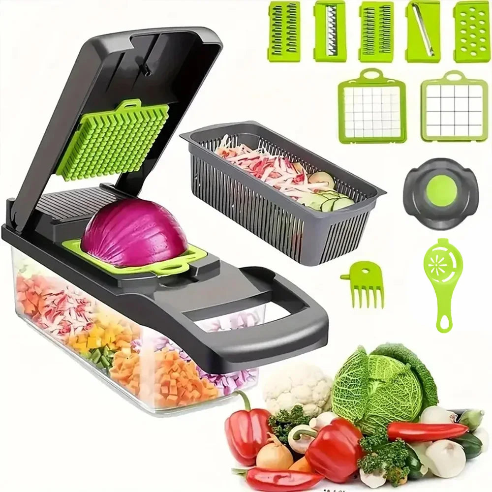 16-in-1 Vegetable Chopper & Slicer – Multifunction Food Cutter with Grater & Egg Separator