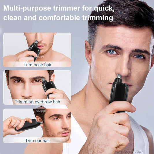 USB Rechargeable Nose & Ear Hair Trimmer – Mini Electric Grooming Shaver for Men