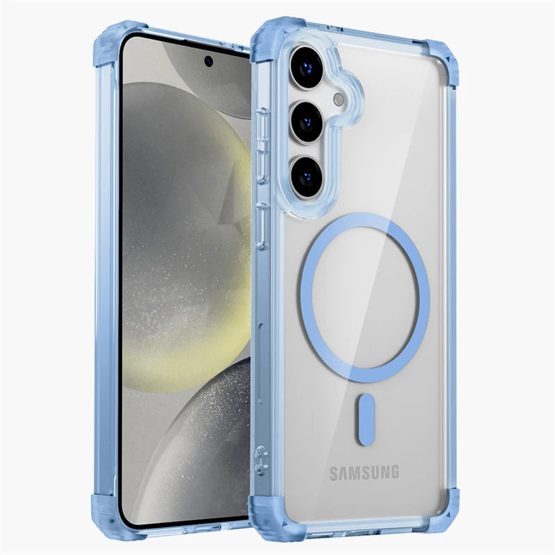 Shockproof Armor Transparent Case For Samsung Galaxy S26 S25 S24 S23 S22 Note 20 Ultra Plus FE S24FE S23FE Magsafe Charge Cover