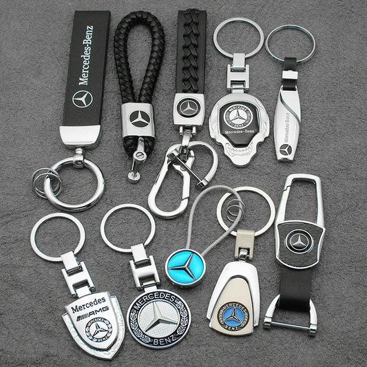 Metal/Leather Keychain Hand-Woven Key Rope Key Ring Key Holder For Mercedes Benz AMG W204 W205 W212 W213 W221 W117 W177 GLA GLE