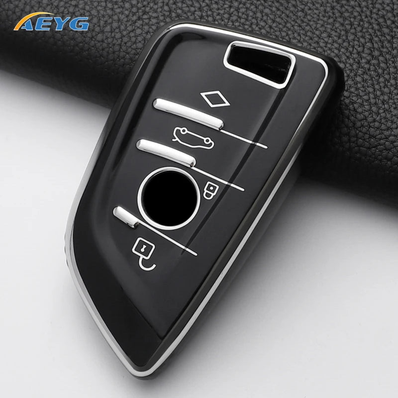 TPU Smart Remote Key Case Cover for BMW with Keychain