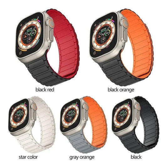 Magnetic Silicone Loop Band for Apple Watch – Adjustable Strap for Series 9/8/7/6/5/4/3/SE/Ultra