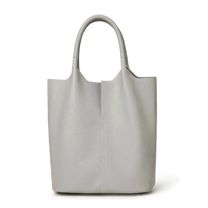 Genuine Leather Bucket Tote Bag – Luxury Cowhide Shoulder Shopper for Women