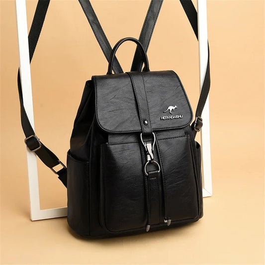 Luxury Soft Leather Women’s Backpack – Fashion School & Shoulder Bag for Girls