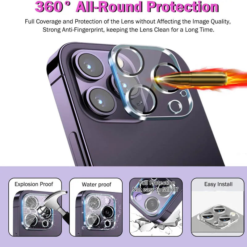 Camera Lens Protector for iPhone – Tempered Glass Lens Cover (11–17 Pro/Pro Max Compatible)