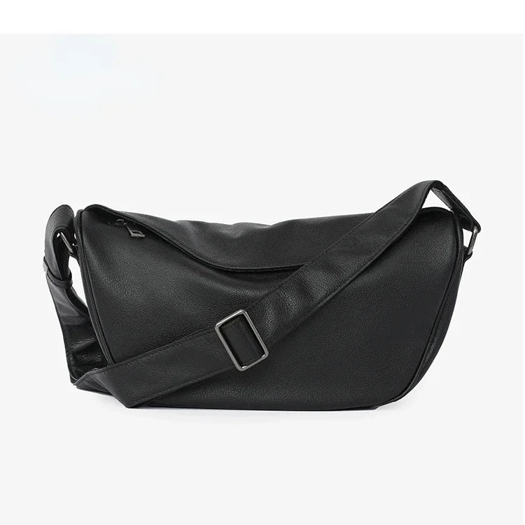 Genuine Leather Crossbody Saddle Bag – Luxury Cowhide Large Capacity Shoulder Handbag