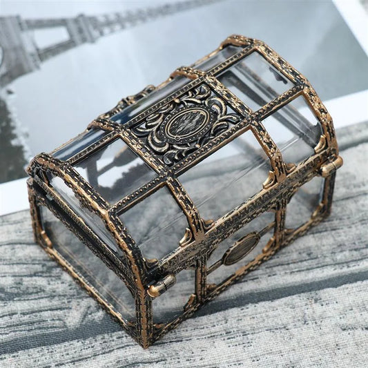 Transparent Treasure Chest Jewelry Box – Crystal Gem Storage Organizer