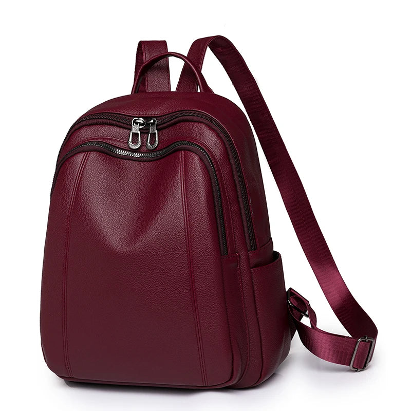High Quality Vintage Leather Women’s Backpack – Large Capacity School & Travel Bag