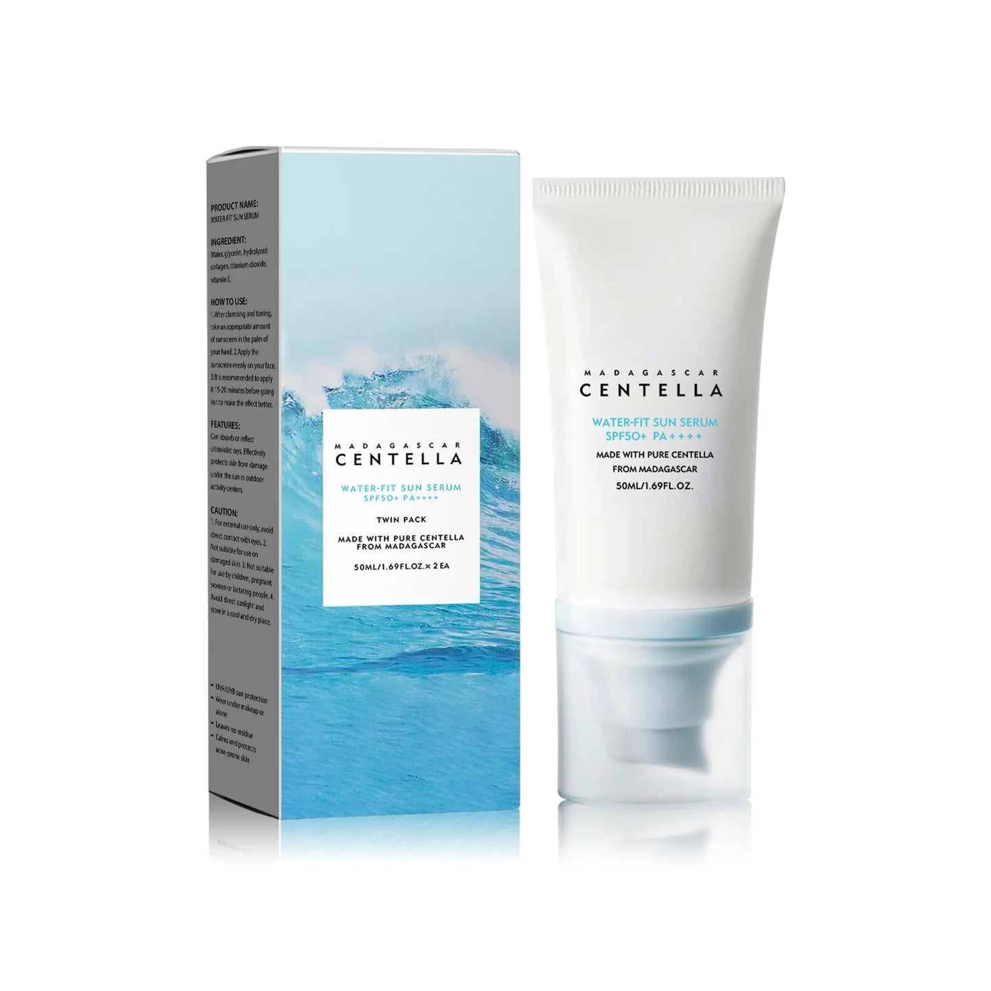 Centella SPF50+ Sunscreen Cream – Water-Based Moisturizing UV Protection (1/2 pcs)