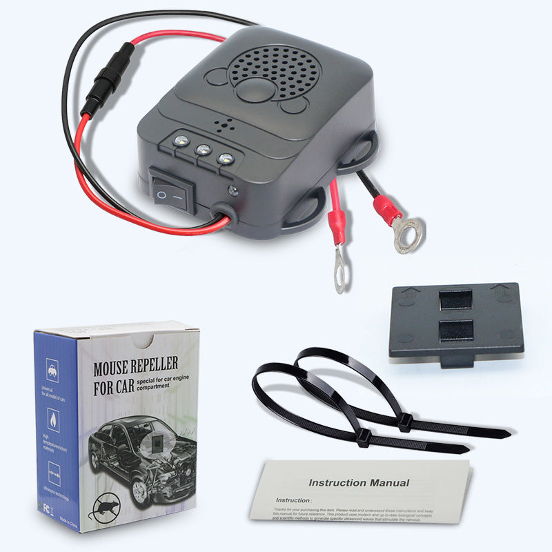 Ultrasonic Rodent Repellent for Vehicles – 12V LED Rat Deterrent Device