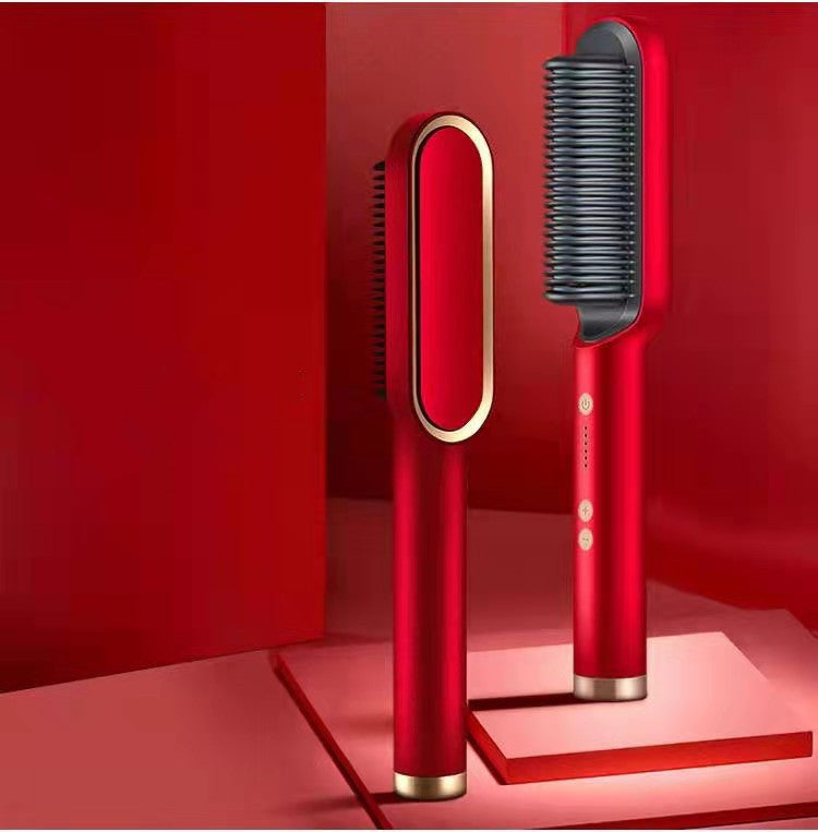 2-in-1 Hair Straightener & Curling Brush (Negative Ion)