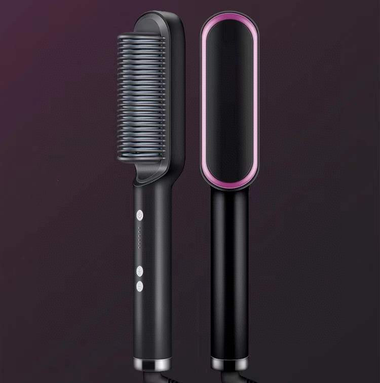 2-in-1 Hair Straightener & Curling Brush (Negative Ion)