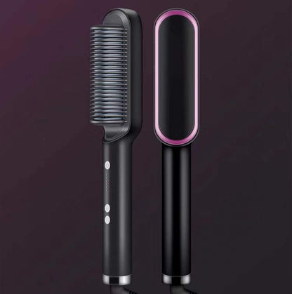 2-in-1 Hair Straightener & Curling Brush (Negative Ion)