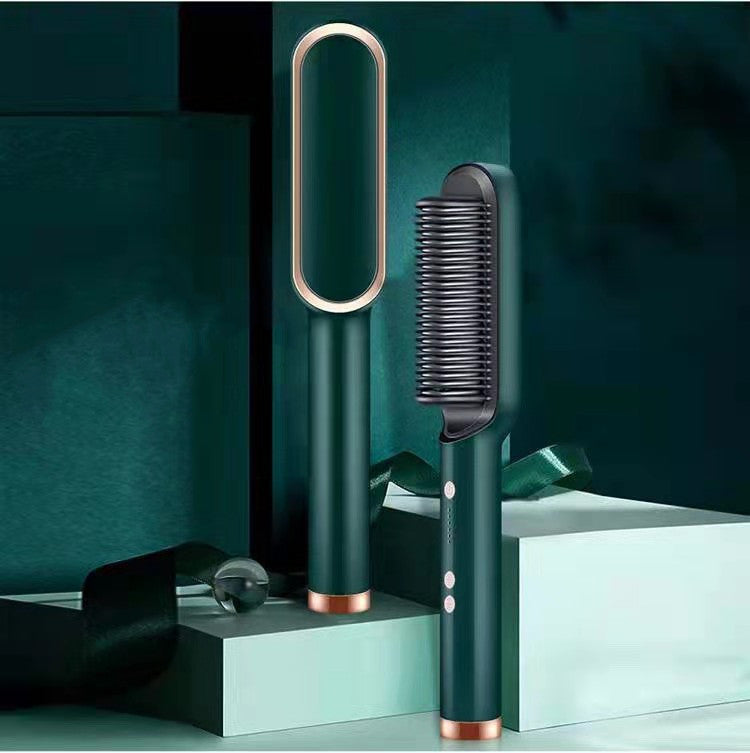 2-in-1 Hair Straightener & Curling Brush (Negative Ion)