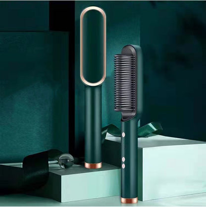 2-in-1 Hair Straightener & Curling Brush (Negative Ion)