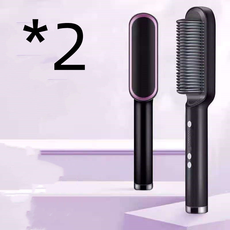 2-in-1 Hair Straightener & Curling Brush (Negative Ion)