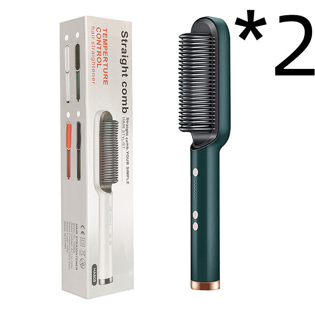 2-in-1 Hair Straightener & Curling Brush (Negative Ion)