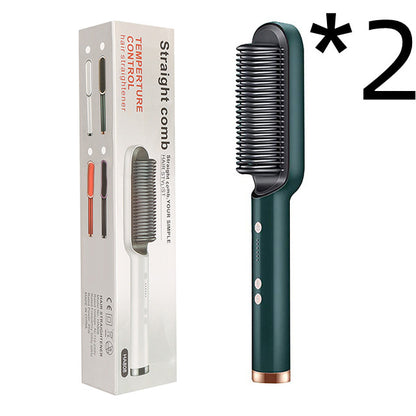 2-in-1 Hair Straightener & Curling Brush (Negative Ion)