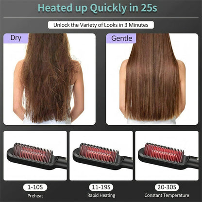 2-in-1 Hair Straightener & Curling Brush (Negative Ion)