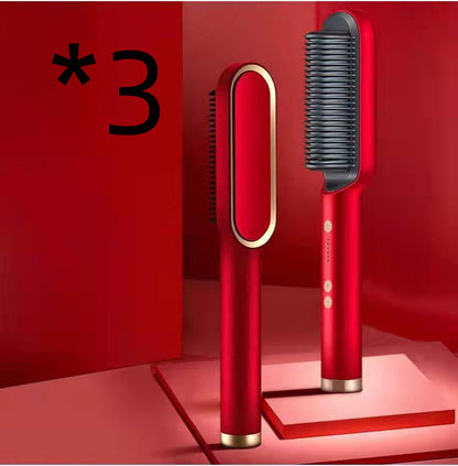 2-in-1 Hair Straightener & Curling Brush (Negative Ion)