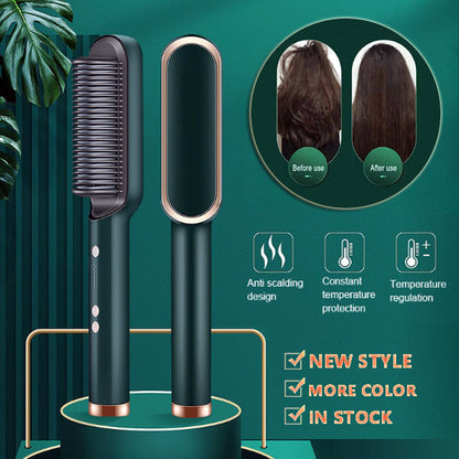 2-in-1 Hair Straightener & Curling Brush (Negative Ion)