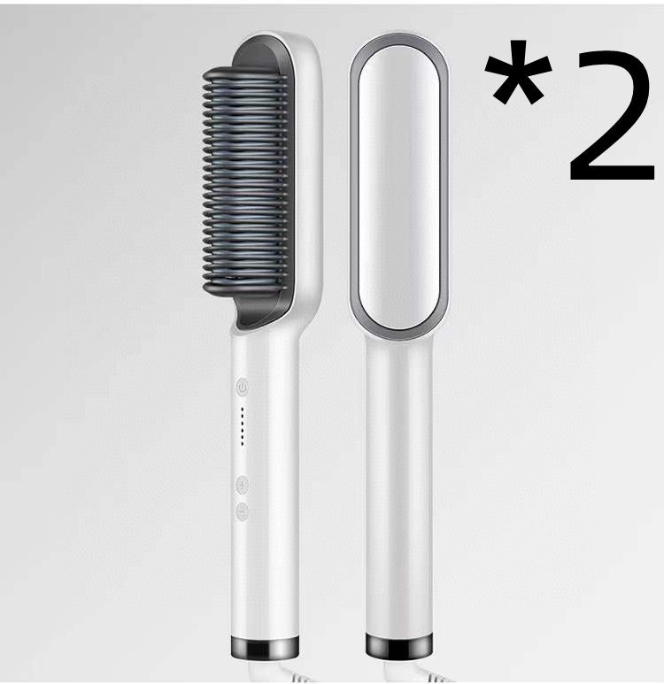 2-in-1 Hair Straightener & Curling Brush (Negative Ion)