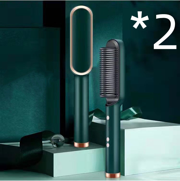 2-in-1 Hair Straightener & Curling Brush (Negative Ion)