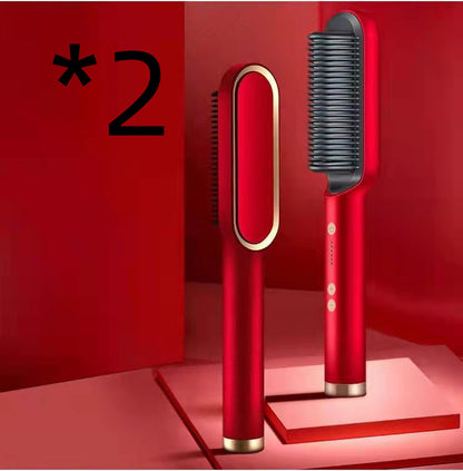 2-in-1 Hair Straightener & Curling Brush (Negative Ion)