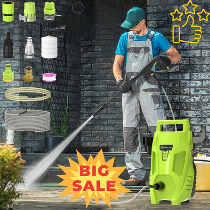 Electric High Pressure Washer 2300W, 2050PSI 1.6GPM, with 1-180° Adjustable Nozzle & Detergent Tank – For Car, Patio, Garden