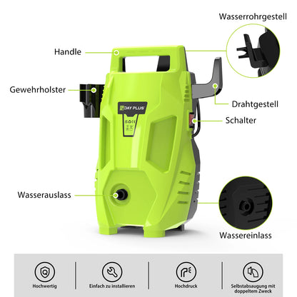 Electric High Pressure Washer 2300W, 2050PSI 1.6GPM, with 1-180° Adjustable Nozzle & Detergent Tank – For Car, Patio, Garden